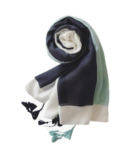 Load image into Gallery viewer, Two-Tone Cotton Tassel Scarf