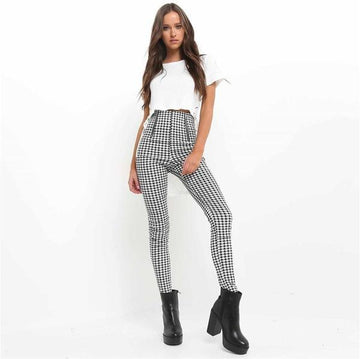 Plaid Elastic Pants