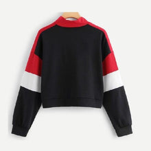 Load image into Gallery viewer, Three Tone Zip-Up Collar Sweatshirt