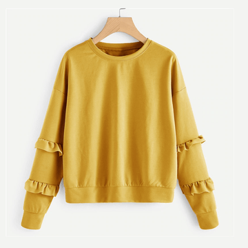 Ruffled Sleeve Sweatshirt