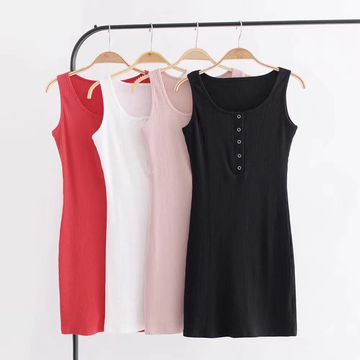 Button-Up Collar Tank Dress