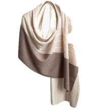 Load image into Gallery viewer, Knitted Cashmere Three-Tone Wrap