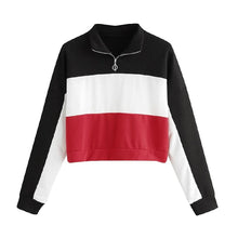 Load image into Gallery viewer, Three Tone Zip-Up Collar Sweatshirt