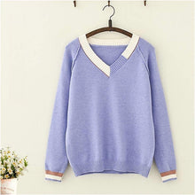 Load image into Gallery viewer, Striped V-Neck Sweater