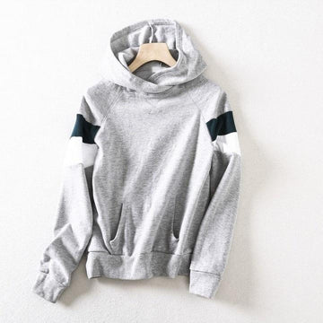 Striped Sleeve Fleeced Hoodie