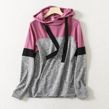 Two Tone Striped Sleeve Hoodie