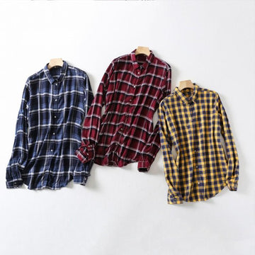 Plaid Turn-Down Collar Shirt