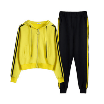 Striped Fleeced Hoodie & Sweatpants (2 Piece Set)