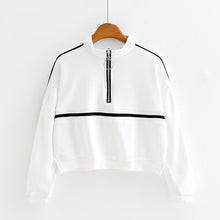 Load image into Gallery viewer, Striped Zip-Up Collar Sweatshirt
