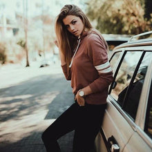 Load image into Gallery viewer, Striped Sleeve Hoodie