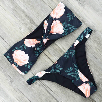 Floral Bow Tie Bikini Set