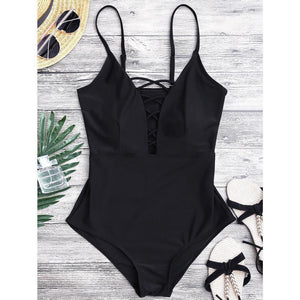 Lace-Up One Piece Swimsuit