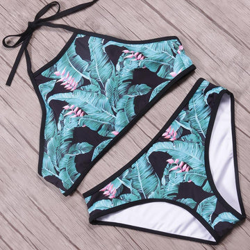 Palm Leaf & Flower Bikini Set