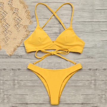 Solid Color Bikini Set