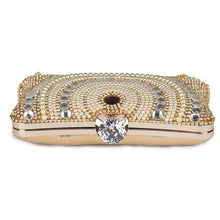 Load image into Gallery viewer, Beaded Tassel Evening Gold Clutch