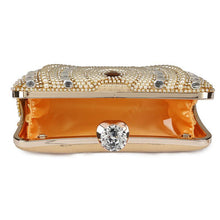Load image into Gallery viewer, Beaded Tassel Evening Gold Clutch