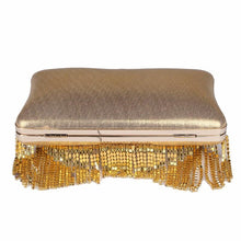 Load image into Gallery viewer, Beaded Tassel Evening Gold Clutch