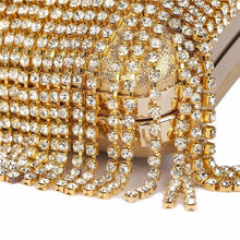 Load image into Gallery viewer, Beaded Tassel Evening Gold Clutch