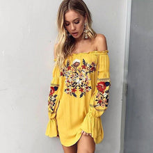 Load image into Gallery viewer, Bohemian Slash Neck Dress