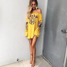 Load image into Gallery viewer, Bohemian Slash Neck Dress