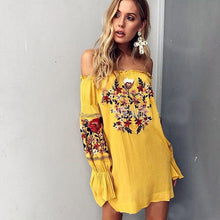 Load image into Gallery viewer, Bohemian Slash Neck Dress