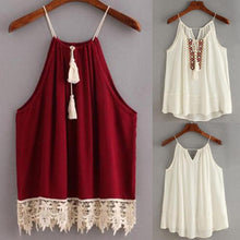 Load image into Gallery viewer, Boho Style Tassel Lace Crop Top