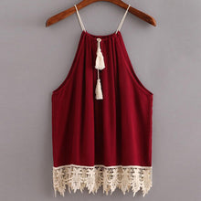 Load image into Gallery viewer, Boho Style Tassel Lace Crop Top
