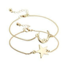 Load image into Gallery viewer, 2 Piece Set Moon &amp; Star Bracelet (2 Colors)