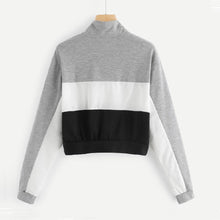 Load image into Gallery viewer, Three Tone Zip-Up Collar Sweatshirt