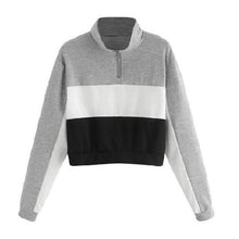 Load image into Gallery viewer, Three Tone Zip-Up Collar Sweatshirt
