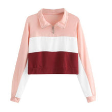 Load image into Gallery viewer, Three Tone Zip-Up Collar Sweatshirt