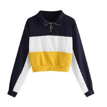 Load image into Gallery viewer, Three Tone Zip-Up Collar Sweatshirt