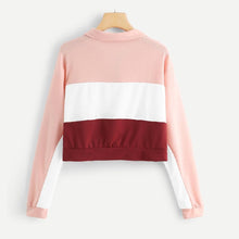 Load image into Gallery viewer, Three Tone Zip-Up Collar Sweatshirt