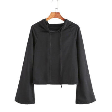 Solid Flare Sleeve Hoodie