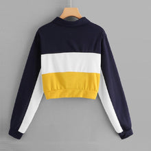Load image into Gallery viewer, Three Tone Zip-Up Collar Sweatshirt