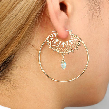 Round Hollow Drop Earrings