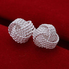 Load image into Gallery viewer, Silver Yarn Knot Earrings