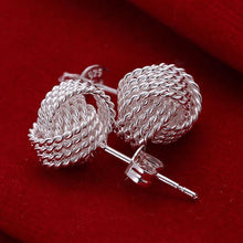 Load image into Gallery viewer, Silver Yarn Knot Earrings