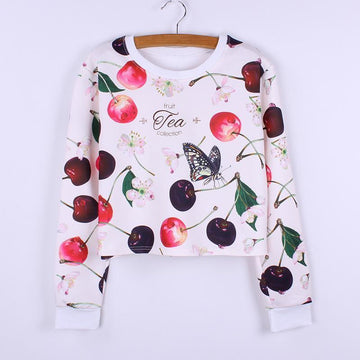 Butterfly Vs. Cherry Cropped Shirt