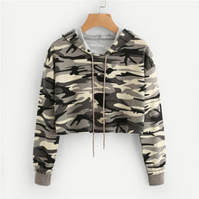 Load image into Gallery viewer, Camouflage Crop Hooded Shirt