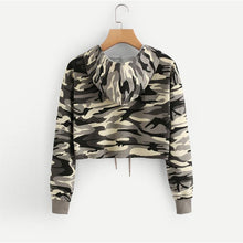 Load image into Gallery viewer, Camouflage Crop Hooded Shirt