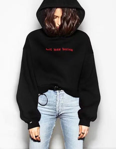 'Hell was boring' Crop Hoodie