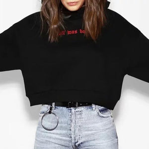 'Hell was boring' Crop Hoodie
