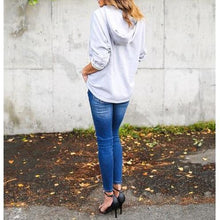 Load image into Gallery viewer, Lace-Up V-Neck Sweatshirt