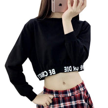 Load image into Gallery viewer, Long Sleeve Round Neck Crop Sweatshirt