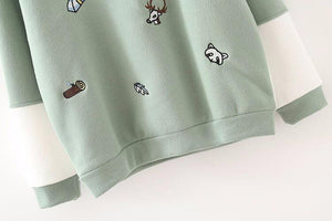 Love Nature Embroidery Thick Sweatshirt
