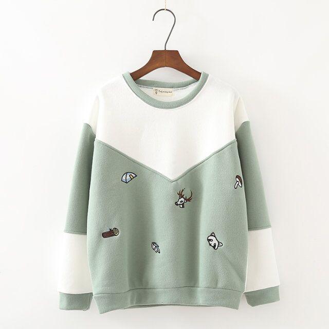 Love Nature Embroidery Thick Sweatshirt