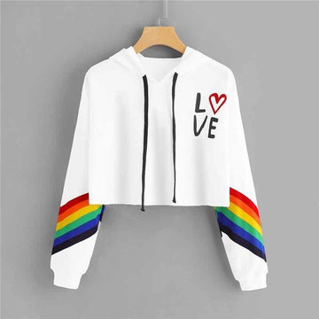 LOVE Rainbow Crop Hoodie