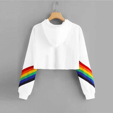 Load image into Gallery viewer, LOVE Rainbow Crop Hoodie