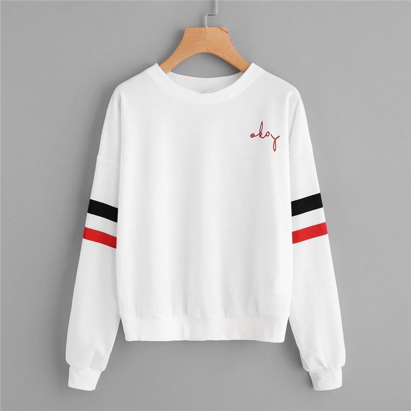 'okay' Striped Sweatshirt